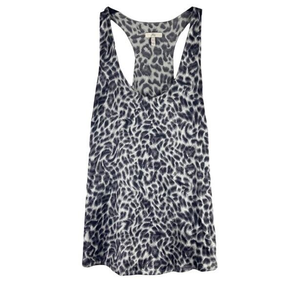 JOIE Top Blouse Women S Silk Grey Ivory Cheetah Animal Geometric Racerback - Picture 1 of 3